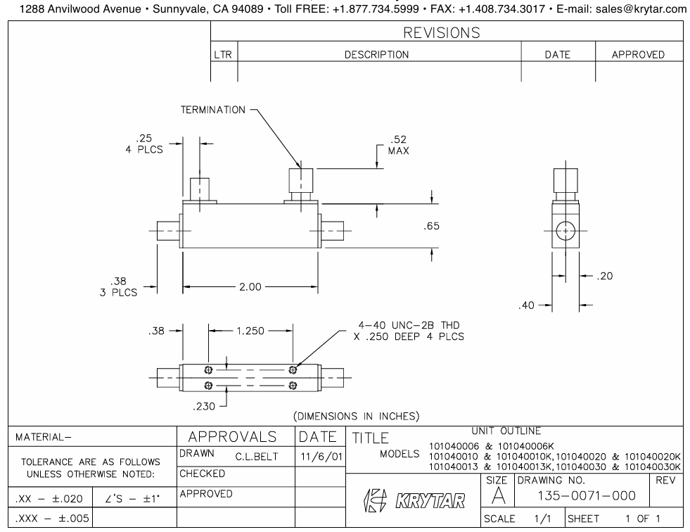 101040030/101040030K定向耦合器KRYTAR