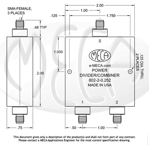 ?802-2-0.252雙路SMA母頭功率分配器/合路器MECA