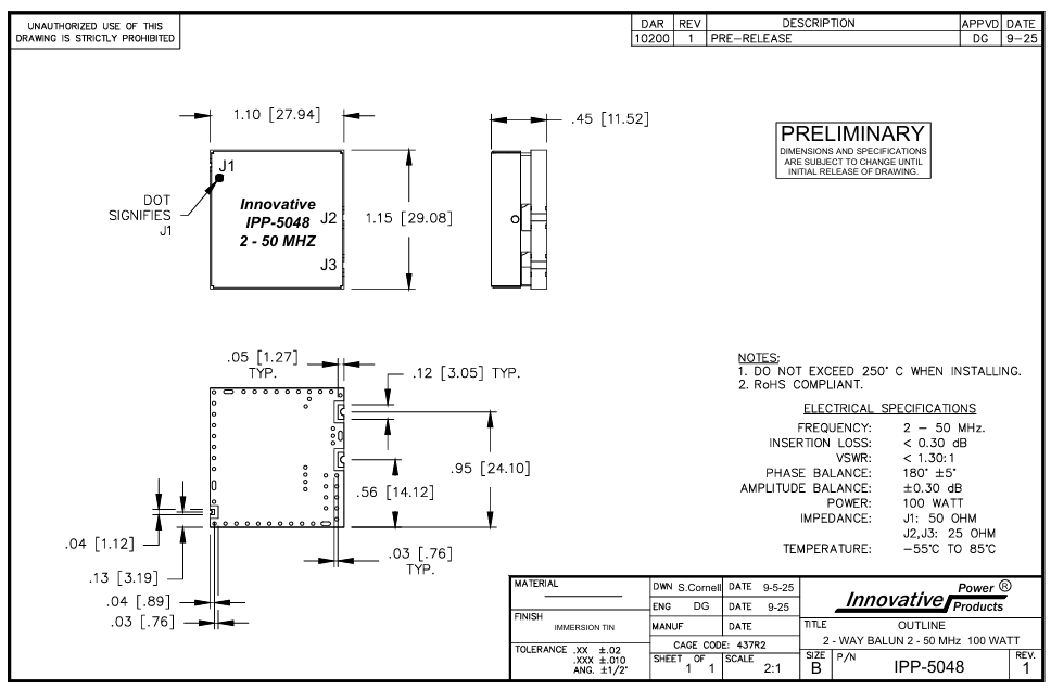 ?IPP-5048表貼180°射頻巴倫